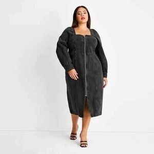 Future Collective Black Denim Midi Dress 24 / 26